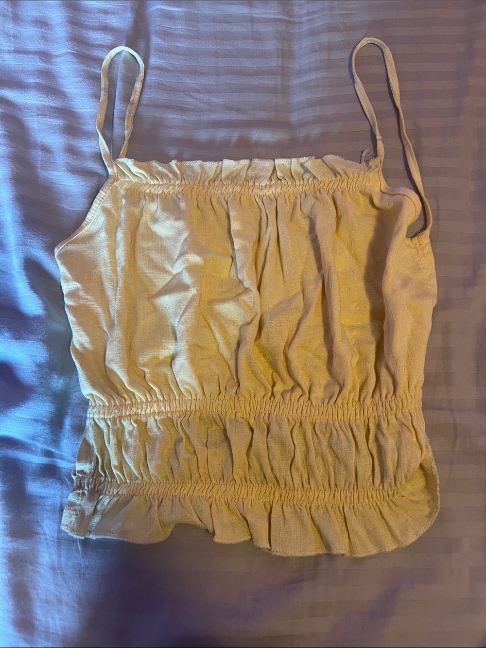 Women's Yellow Smocked Spaghetti Strap Tank Top